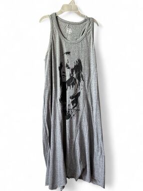 Stevie Nicks Gray Graphic Tank Dress with Black Portrait Print